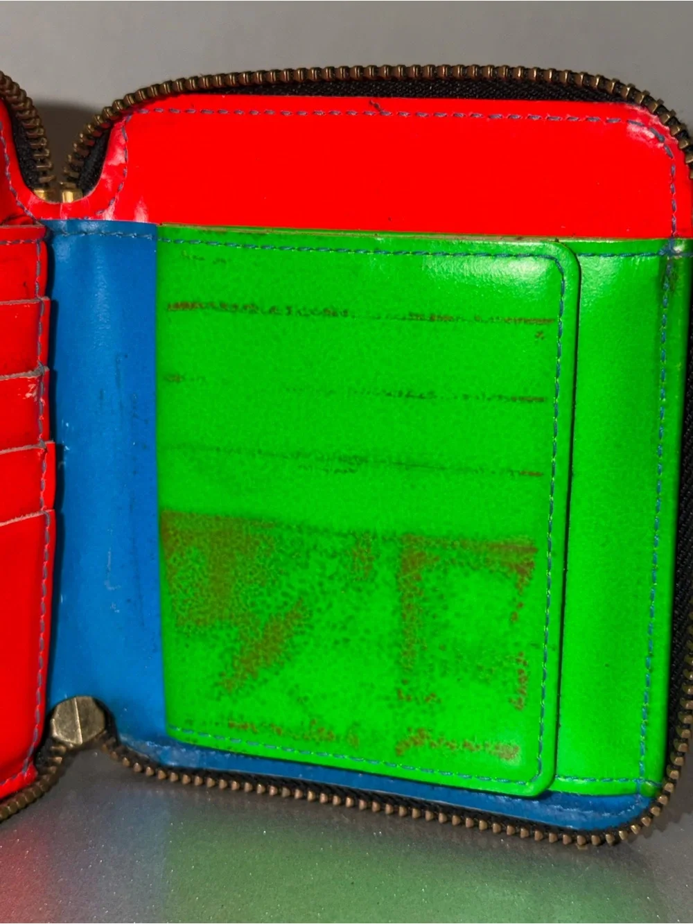 Comme De Garçons full zip neon wallet As-Is